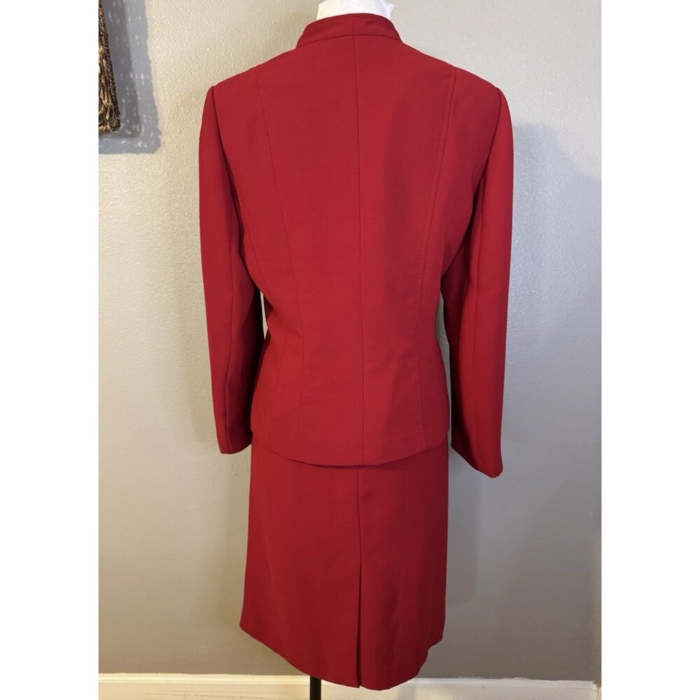 Le Suit Blazer Skirt Suit 14P 14 P Dark Ruby Red Classic - Picture 5 of 11